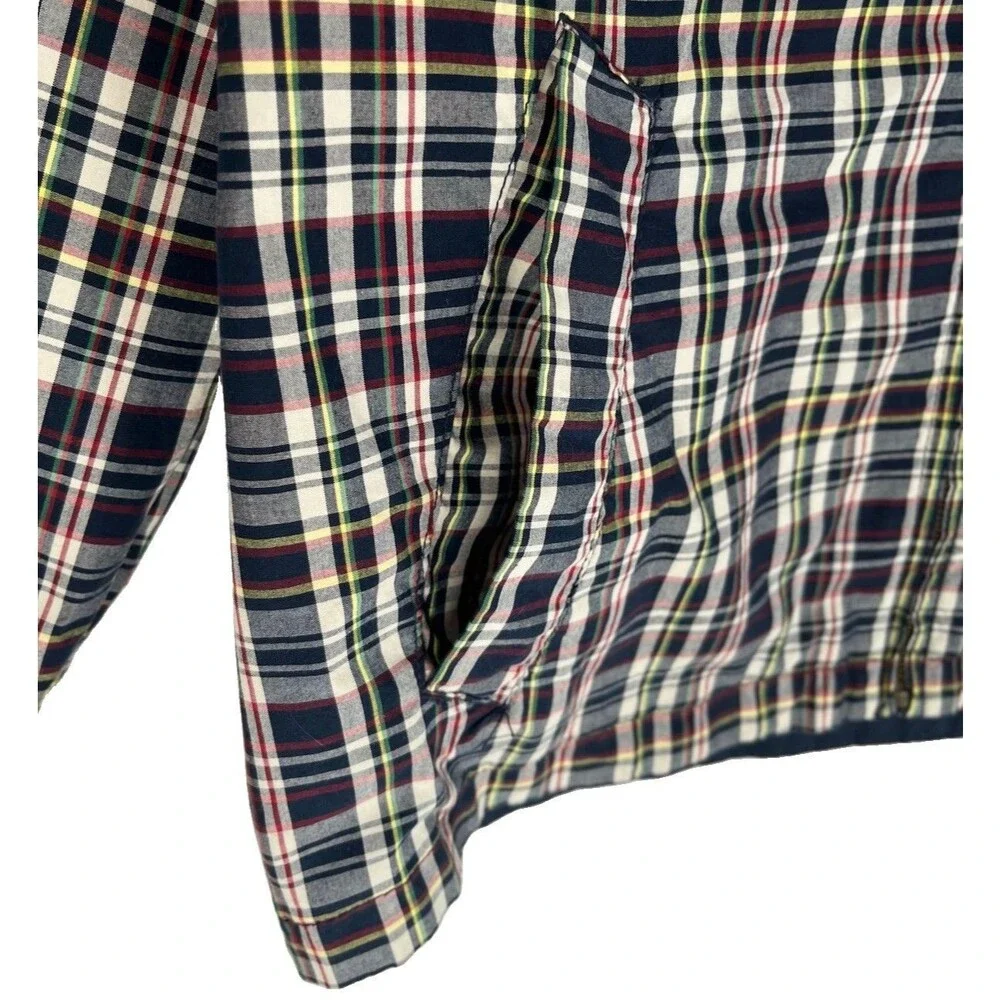 Vintage Tommy Hilfiger Men's Large Reversible Plaid Harrington Jacket Navy Blue